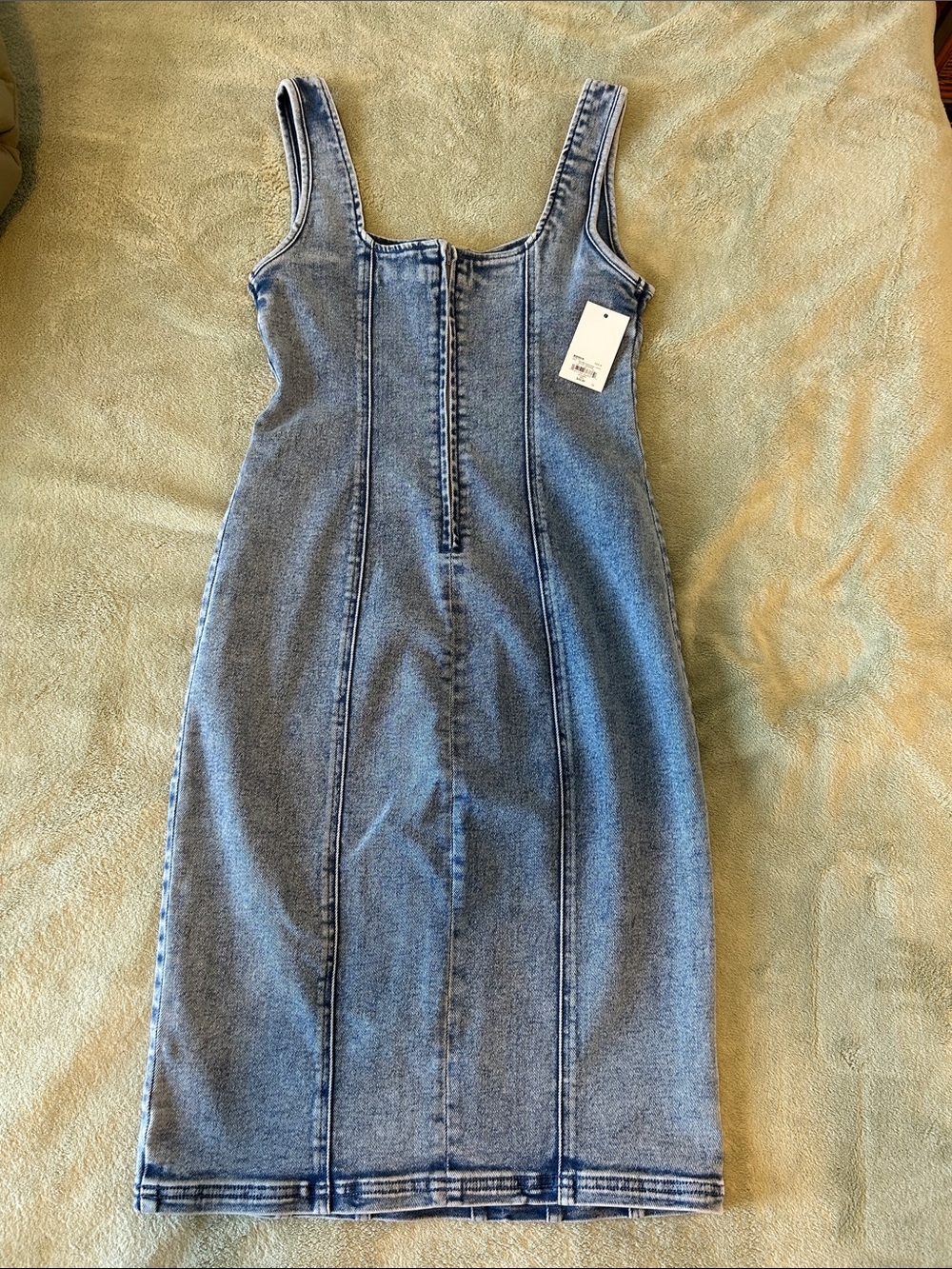 NWT Intempo Blue Midi Sleeveless Square neck Denim Dress size M - Picture 5 of 5